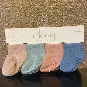 MILKBERRY BAMBOO BABY SOCKS 8 PAIR 12-24 MONTHS